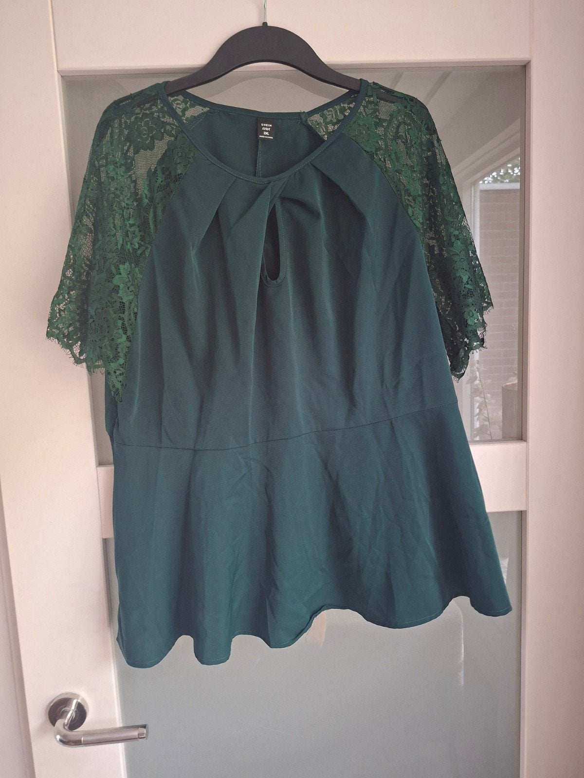 Blouse donkergroen met kant maat XXL, Kleding | Dames, Blouses en Tunieken, Maat 46/48 (XL) of groter, Ophalen of Verzenden, Zo goed als nieuw
