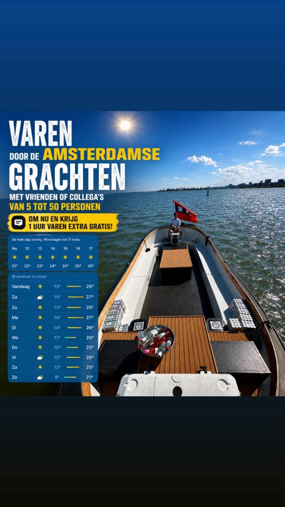 Sloep huren voor max 50 pers. Nu 1 uur extra varen GRATIS, Contacten en Berichten, Evenementen