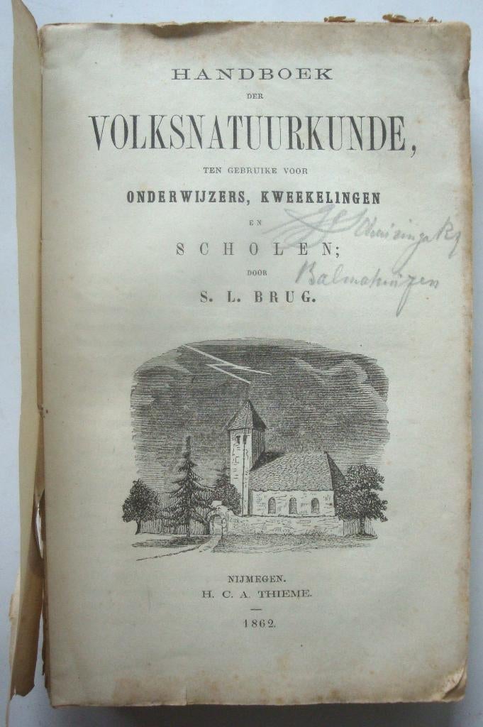 S.L. Brug 1862 Handboek der Volksnatuurkunde ten gebruike vo, Ophalen of Verzenden, S.L. Brug