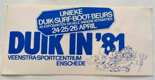 Sticker Unieke Duik-surf-boot-beurs Duik in '81 Enschede, Ophalen of Verzenden, Zo goed als nieuw, Bedrijf of Vereniging