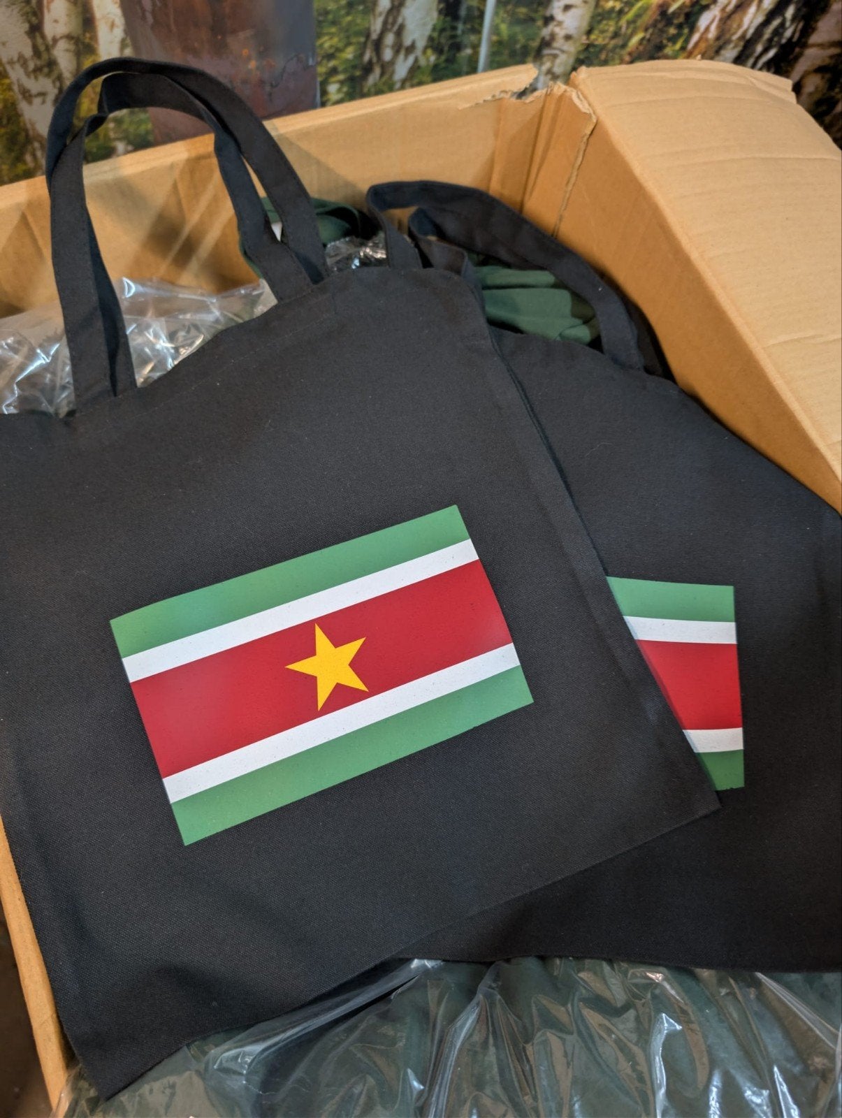 Dikke Katoenen Surinaamse Tas, Sieraden, Tassen en Uiterlijk, Ophalen of Verzenden, Nieuw, Zwart, Shopper