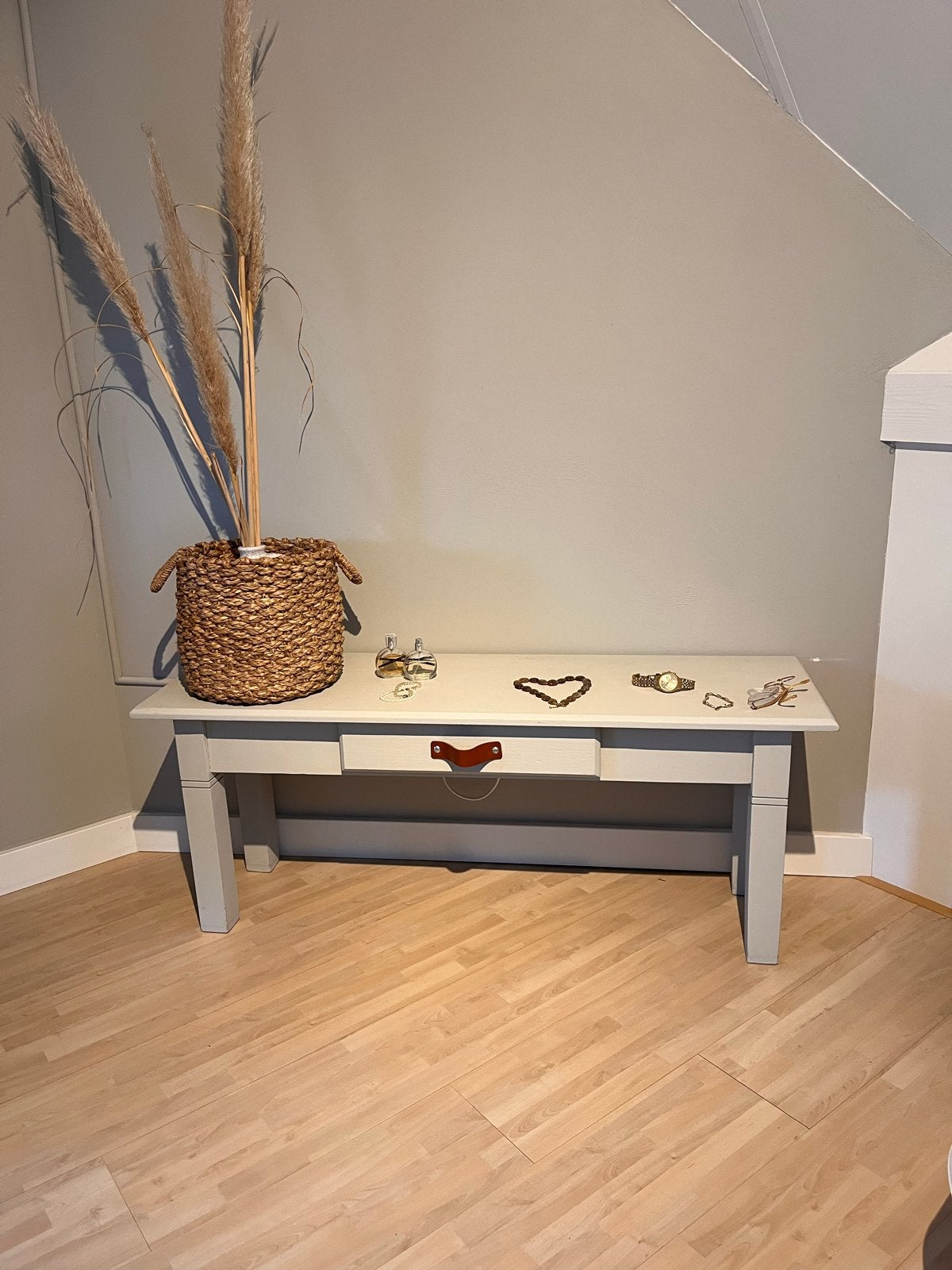Smal bankje/tafeltje met lade - 120x36x48 cm, Huis en Inrichting, Ophalen of Verzenden, Gebruikt, 25 tot 50 cm, 100 tot 150 cm