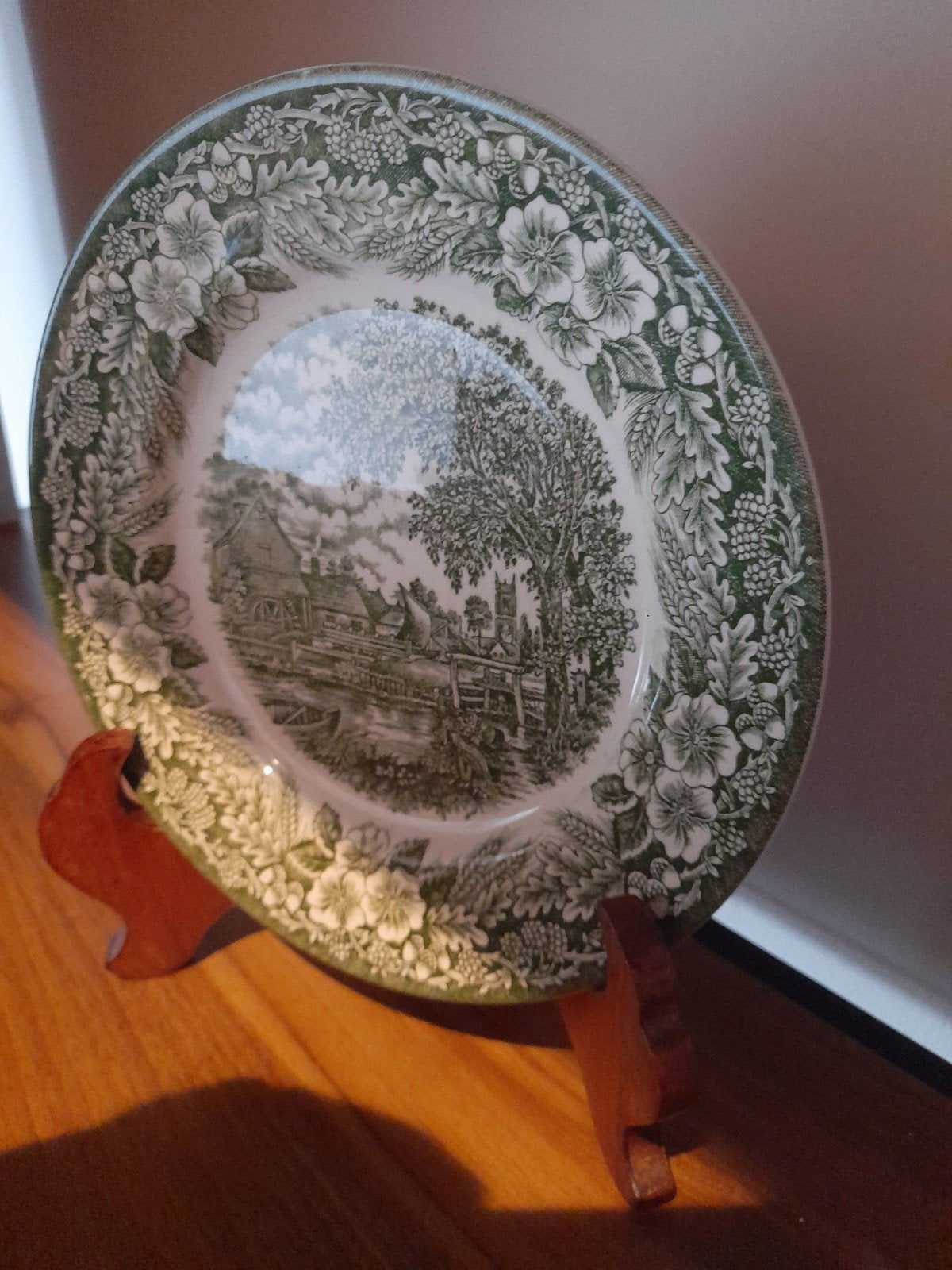 Engelse Staffordshire Ironstone bord met landschap, Ophalen