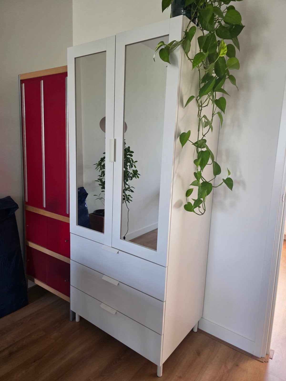 IKEA Platsa spiegel kledingkast met lades en hanggedeelte, Huis en Inrichting, Kasten | Kledingkasten, Overige materialen, Gebruikt