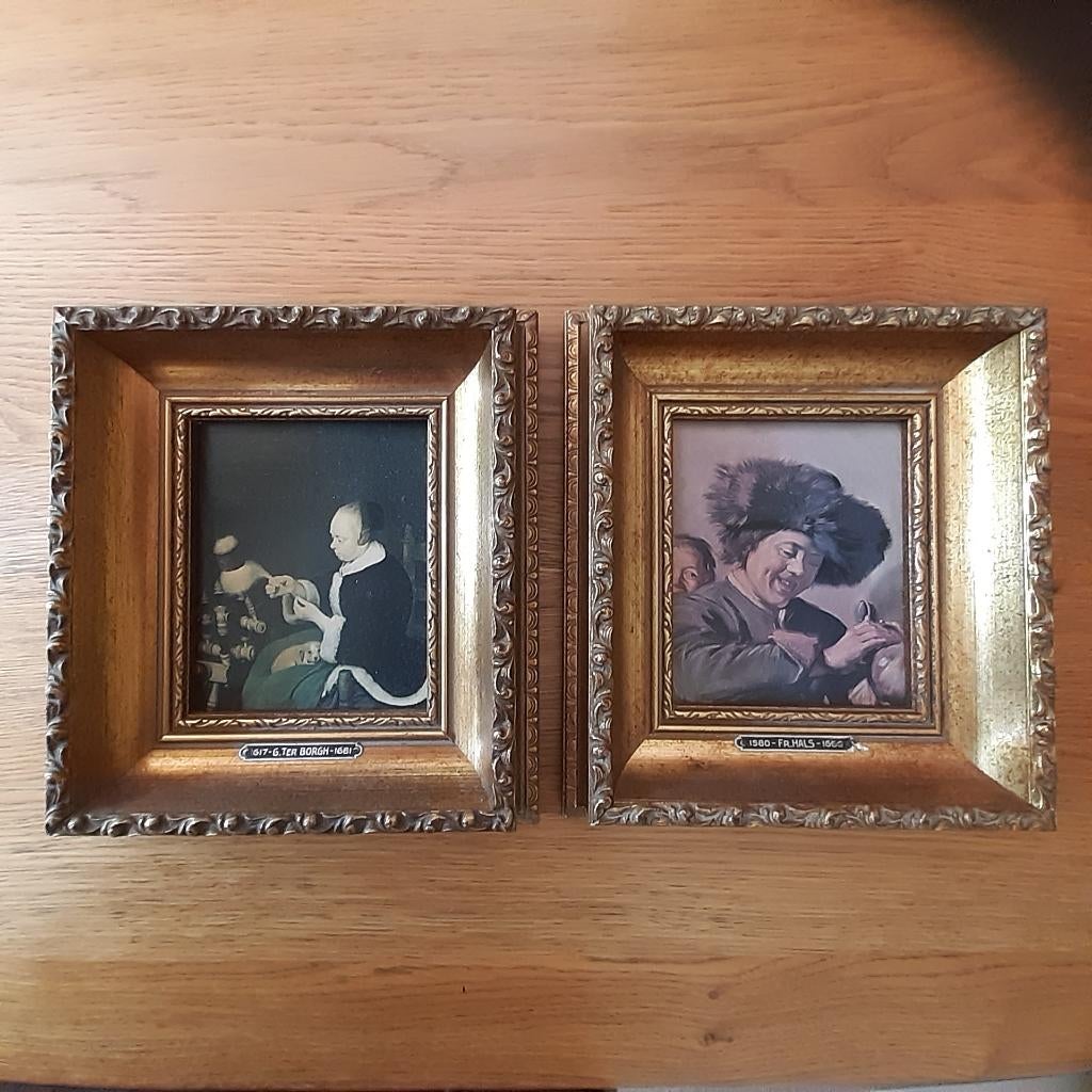 2 houten antieke Barok fotolijsten 17,5 x 19,5 cm, Ophalen of Verzenden, Gebruikt