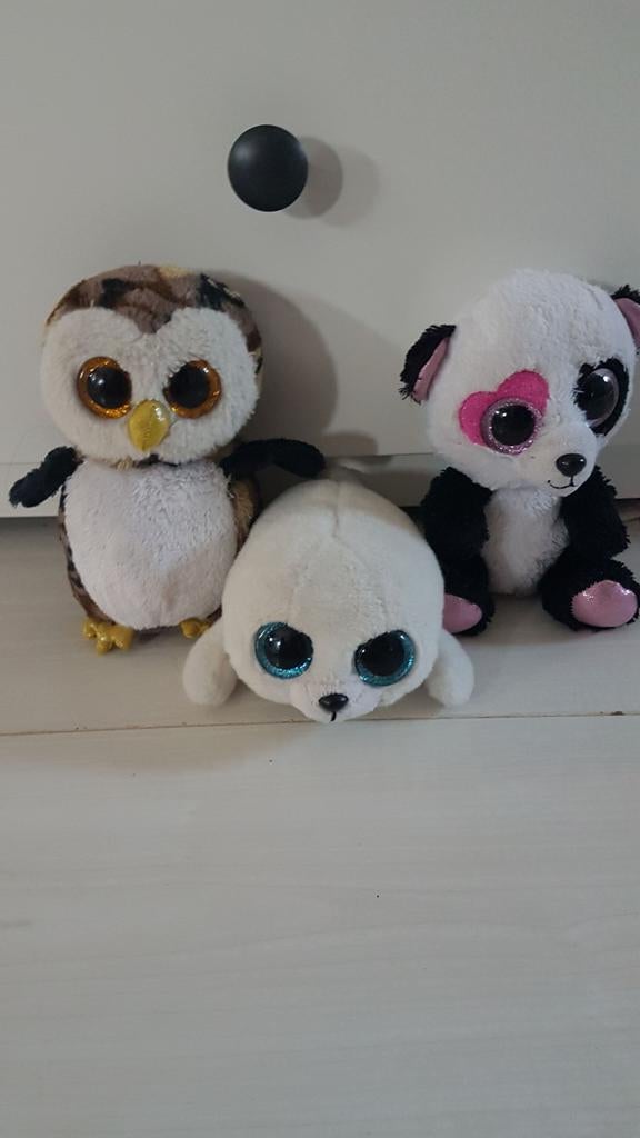 3 Ty knuffels: uil, zeehond en panda, Kinderen en Baby's, Speelgoed | Knuffels en Pluche, Ophalen of Verzenden, Gebruikt, Middelgroot (20 tot 80 cm)