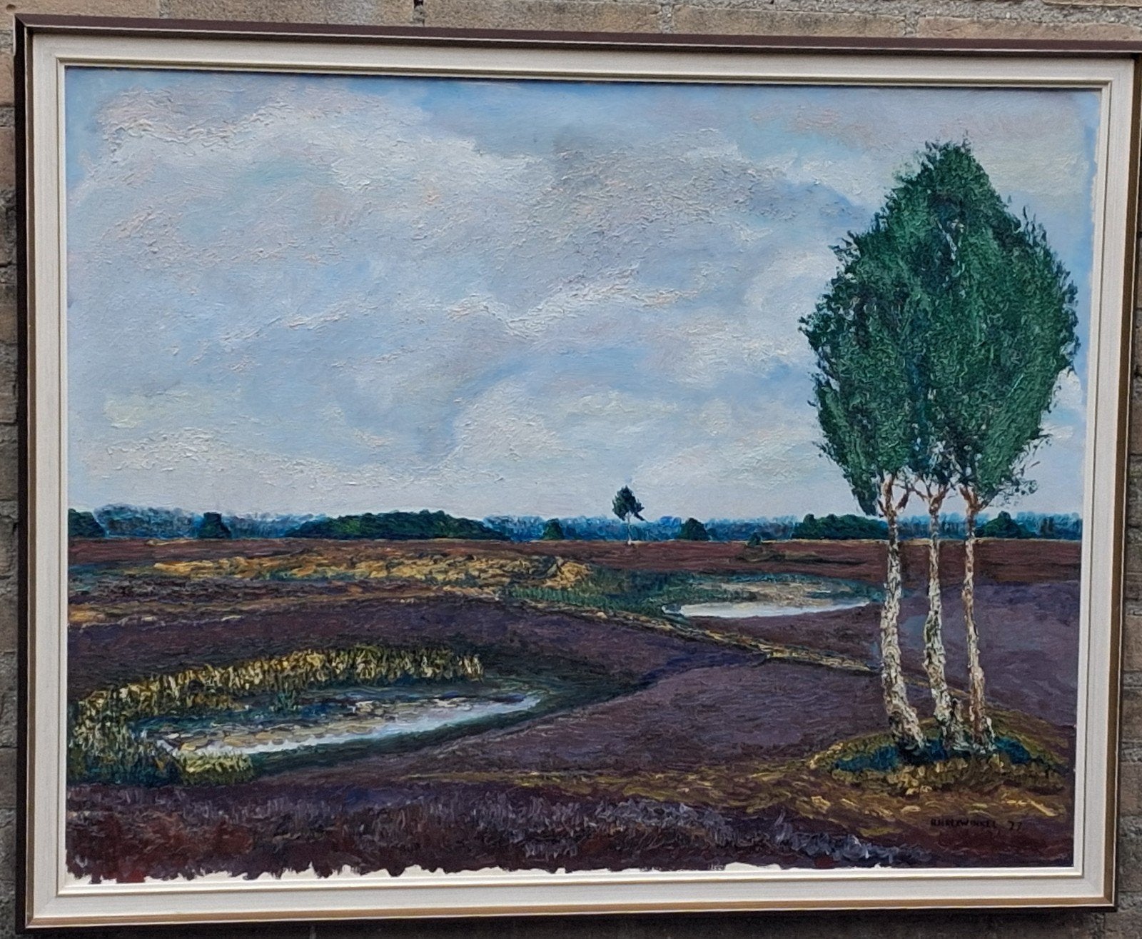Strabrechtse heide. Impressionistisch. Olie/doek.  99/77 cm., Ophalen of Verzenden