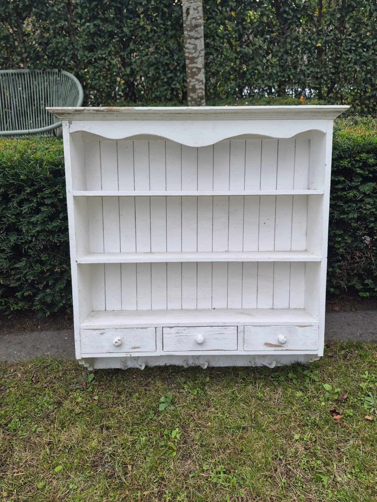 Vintage wit wandrek met lades en haken, Ophalen of Verzenden, Gebruikt