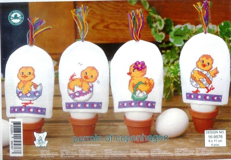 Cado permin borduurpakket, 4 eierwarmers van kuiken, Ophalen of Verzenden, Nieuw, Handborduren, Borduurpakket