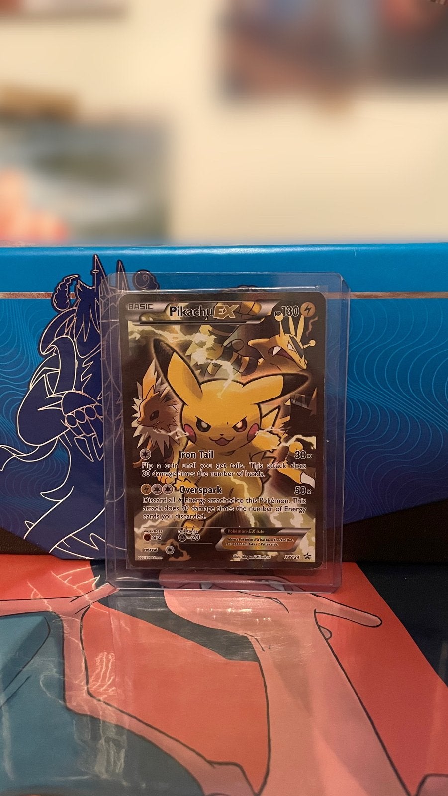 Pokemon Pikachu Ex-XY124, Ophalen of Verzenden, Zo goed als nieuw, Losse kaart, Foil