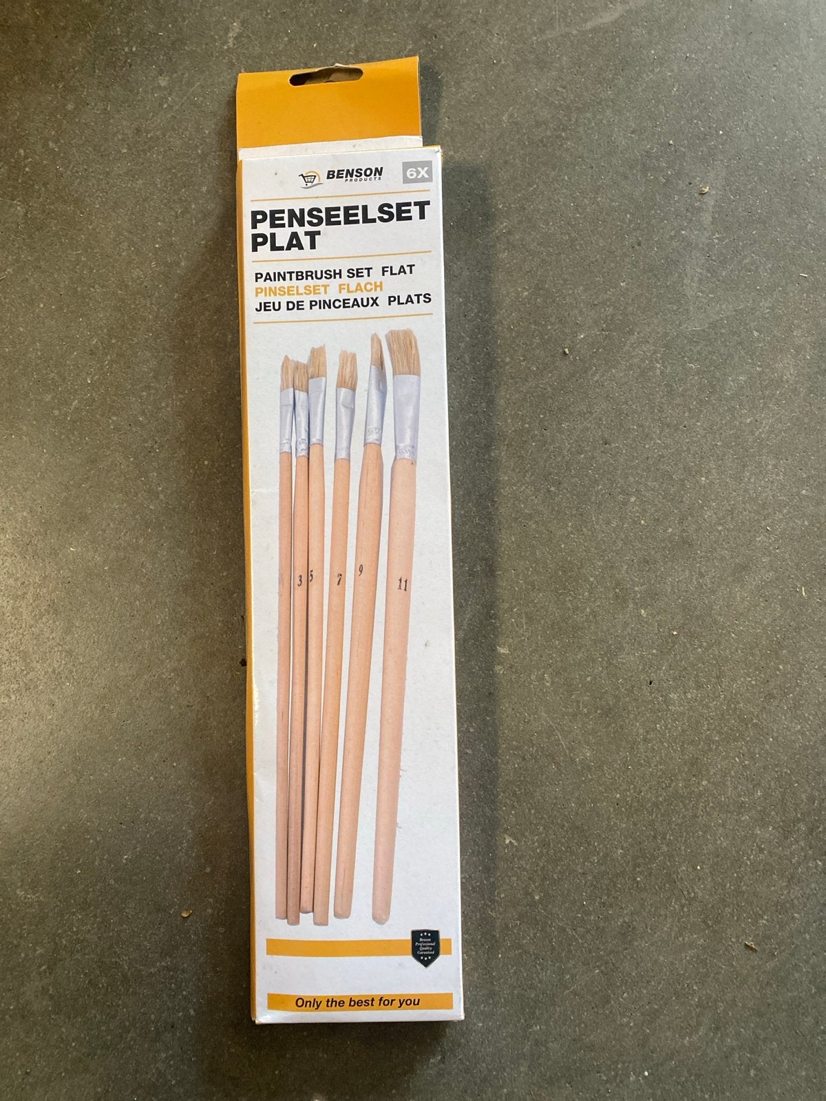 5x Nieuwe Benson Penseelset Plat - 6 Penselen per set, Hobby en Vrije tijd, Schilderen, Onbekend, Nieuw, Ophalen of Verzenden