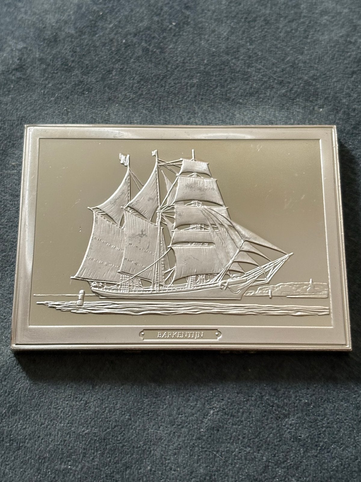 Franklin Mint Zilveren Penning 'Barkentijn' (102.5g), Ophalen of Verzenden, Zilver, Buitenland
