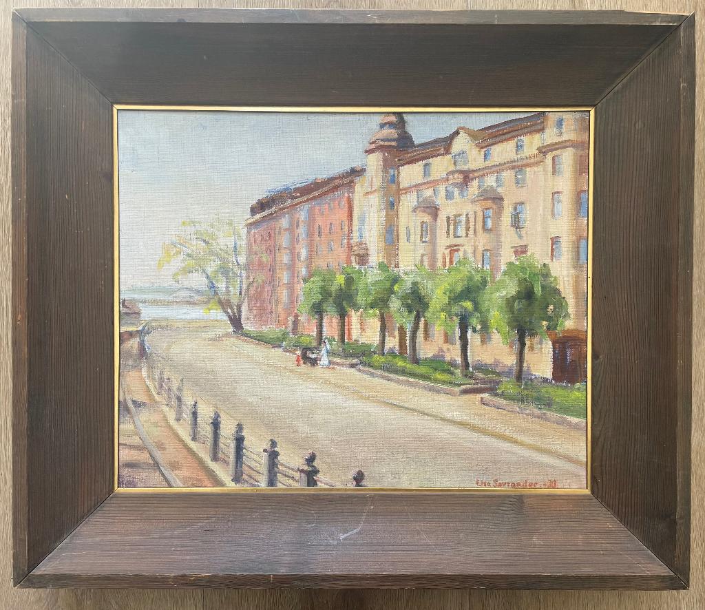 Zomerse wandeling , schilderij op doek uit 1933!, Ophalen of Verzenden