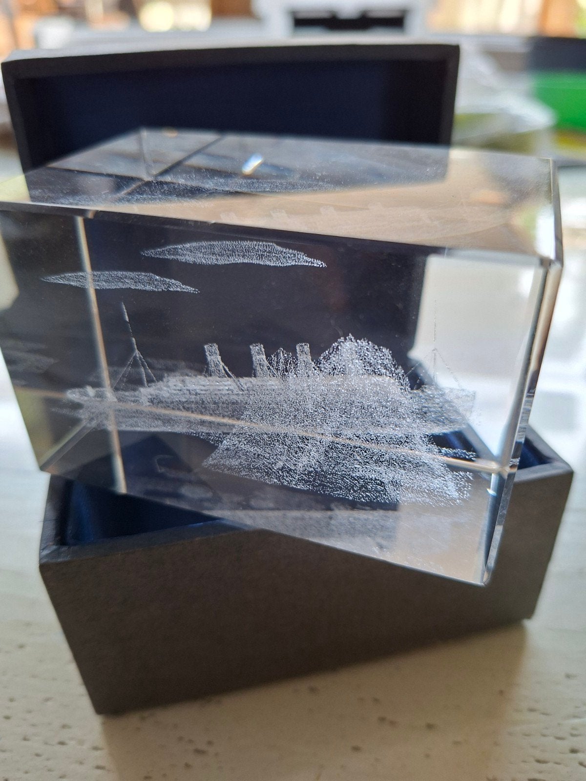 Kristallen kubus met 3D Titanic gravure, Ophalen of Verzenden