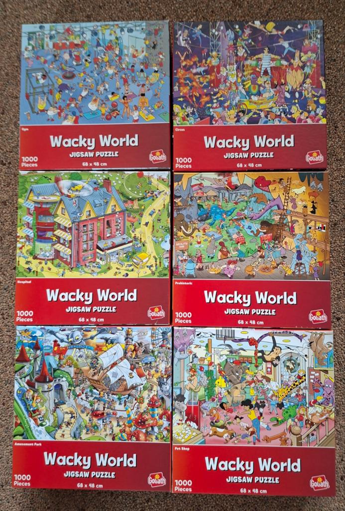 Wacky World legpuzzels 1000 stukjes @ € 2,50 per puzzel, Ophalen, 500 t/m 1500 stukjes, Zo goed als nieuw, Legpuzzel