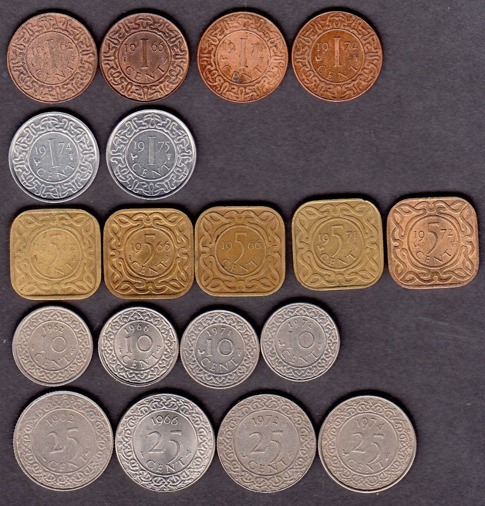 Suriname - Aanbieding verzameling 19 munten 1962-1975, Ophalen of Verzenden, Noord-Amerika, Setje