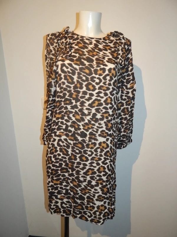 Essentiel Antwerp jaguar print jurk roesje bij de mouwen S
