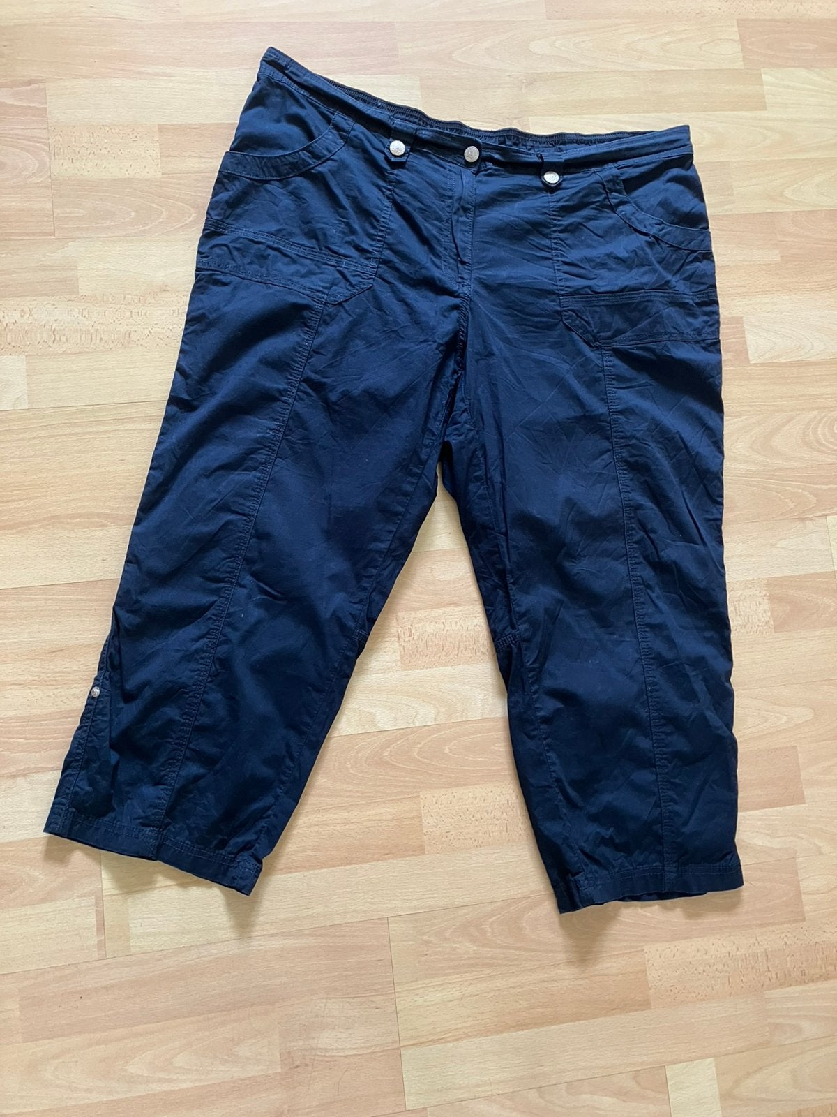 Ulla Popken donkerblauwe 3/4 broek mt 50 izgs, Ophalen of Verzenden, Gedragen, Blauw, Broek of Spijkerbroek