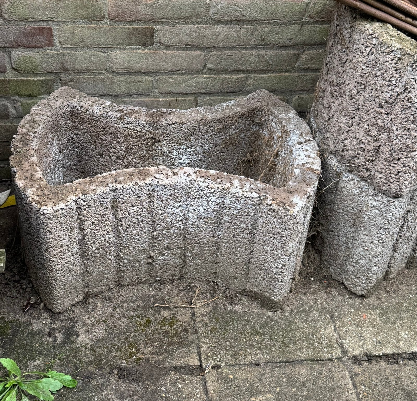7x Stapelbare betonnen bloembakken, Ophalen, Gebruikt, Balkon, Beton