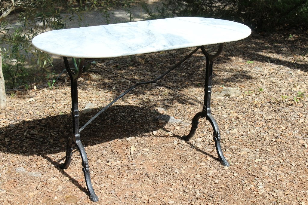 Brocante - Twee tuintafels met marmeren blad!, Ophalen, Gebruikt