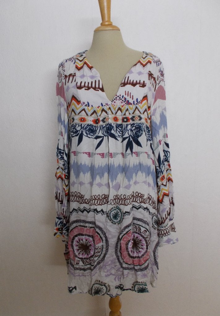 Mooi ethnic print jurkje van Biancoghiaccio! M/L, Maat 38/40 (M), Overige kleuren, Verzenden, Zo goed als nieuw