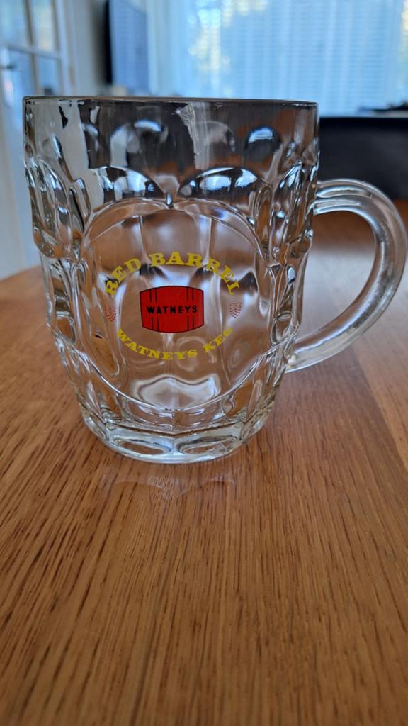 Vintage Watneys Red Barrel Bierpul, Ophalen of Verzenden, Meerkleurig, Overige merken, Glas