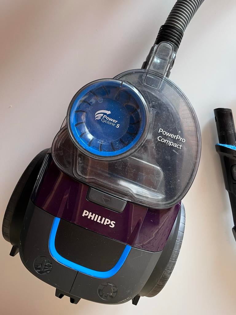 Philips PowerPro Compact Stofzuiger met accessoires, Witgoed en Apparatuur, Stofzuigers, Gebruikt, Sledestofzuiger, Philips, Minder dan 1200 watt