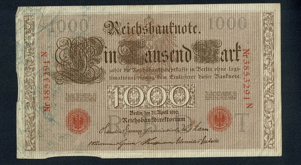 Duitsland : Reichsbanknote 1000 Mark  - 21 April 1910, Verzenden, Duitsland, Los biljet