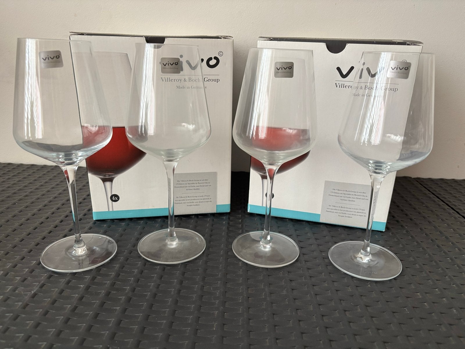 Vivo Villeroy & Boch rode wijnglazen (12 stuks), Ophalen, Zo goed als nieuw, Overige typen