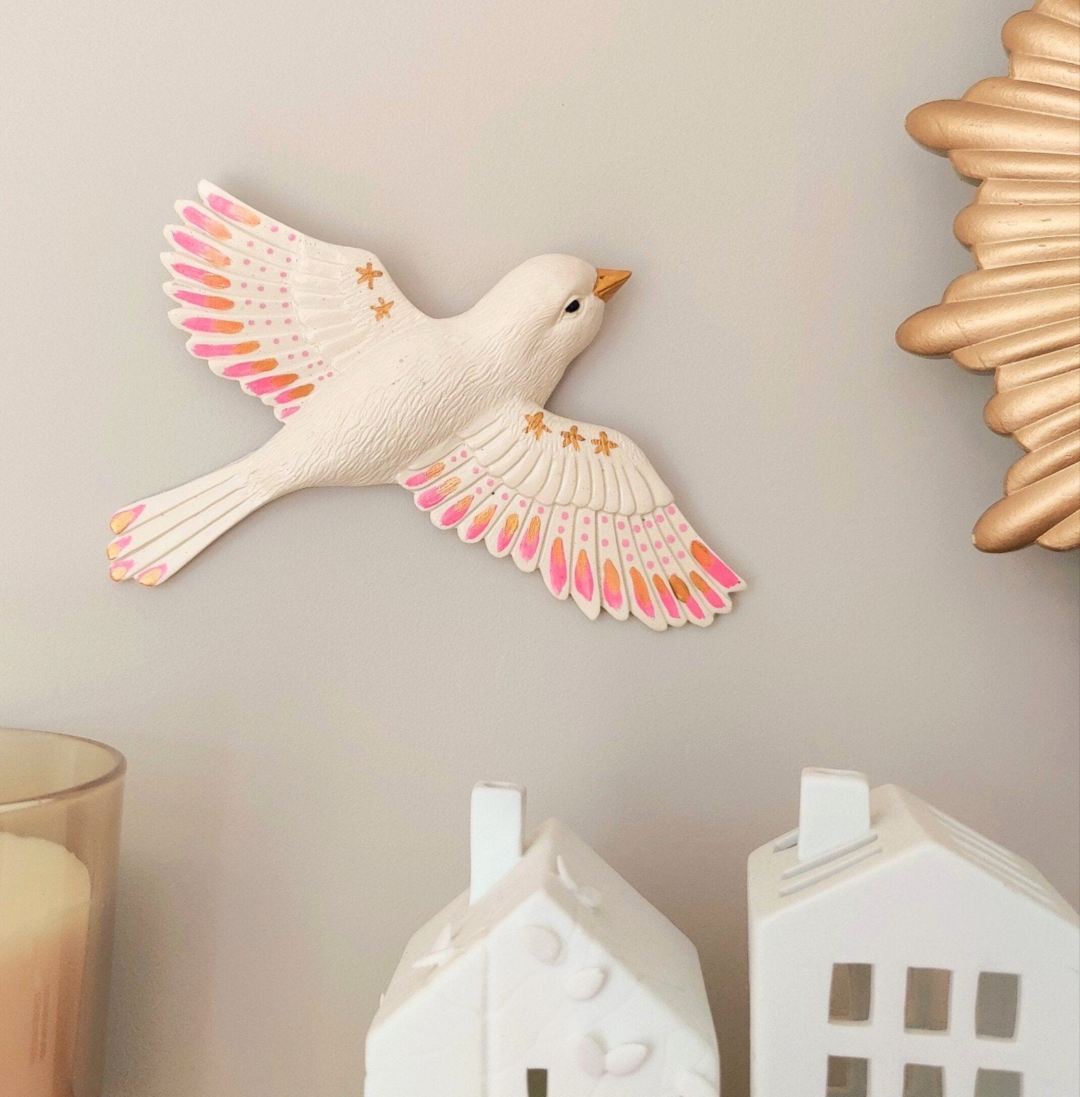 Prachtige Zwaluw Wanddecoratie - Beige Boho Stijl, Beige, Wandsculptuur, Boho, Nieuw