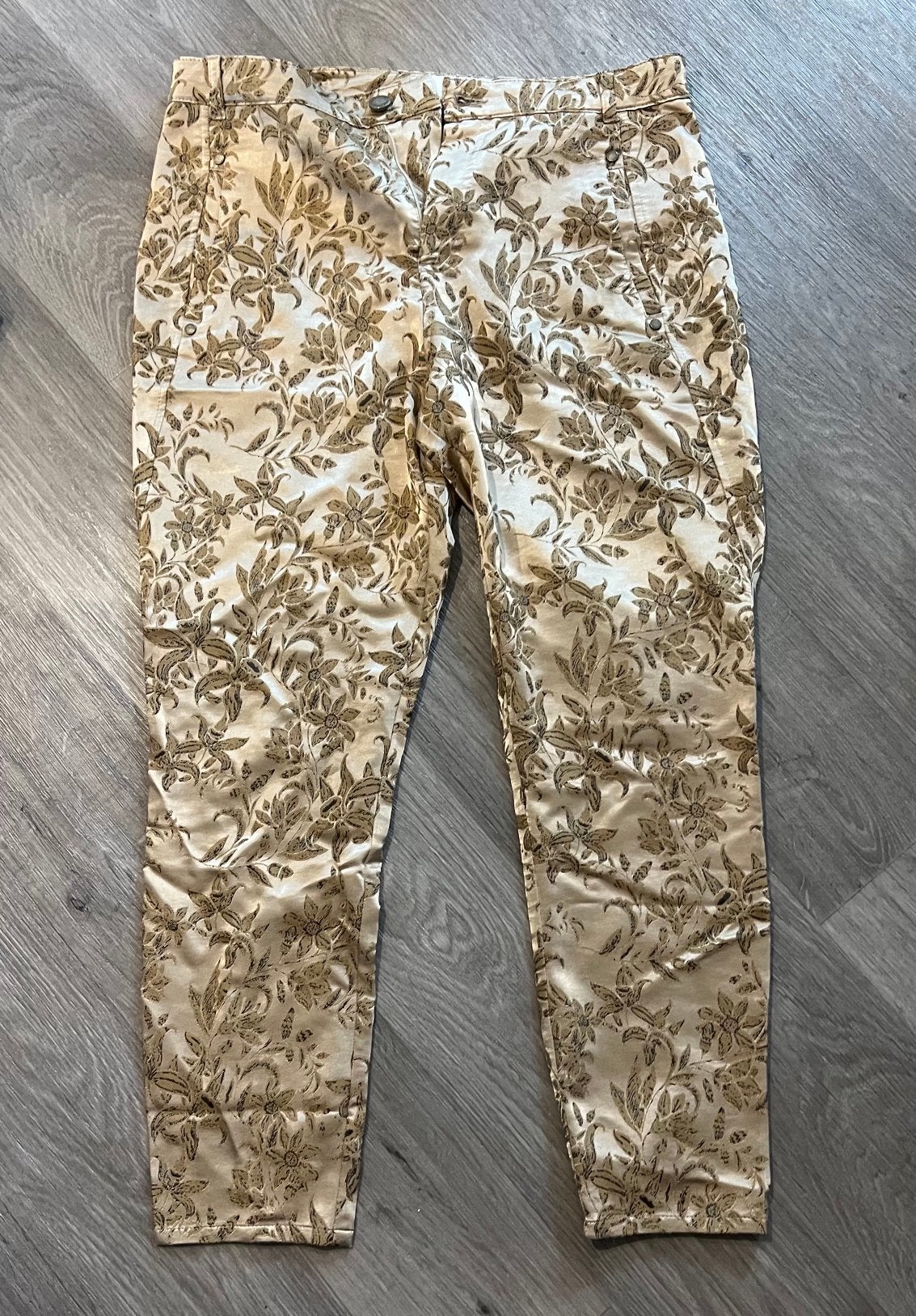 Gouden gebloemde broek Five Units, Maat 38/40 (M), Overige kleuren, Ophalen of Verzenden, Zo goed als nieuw
