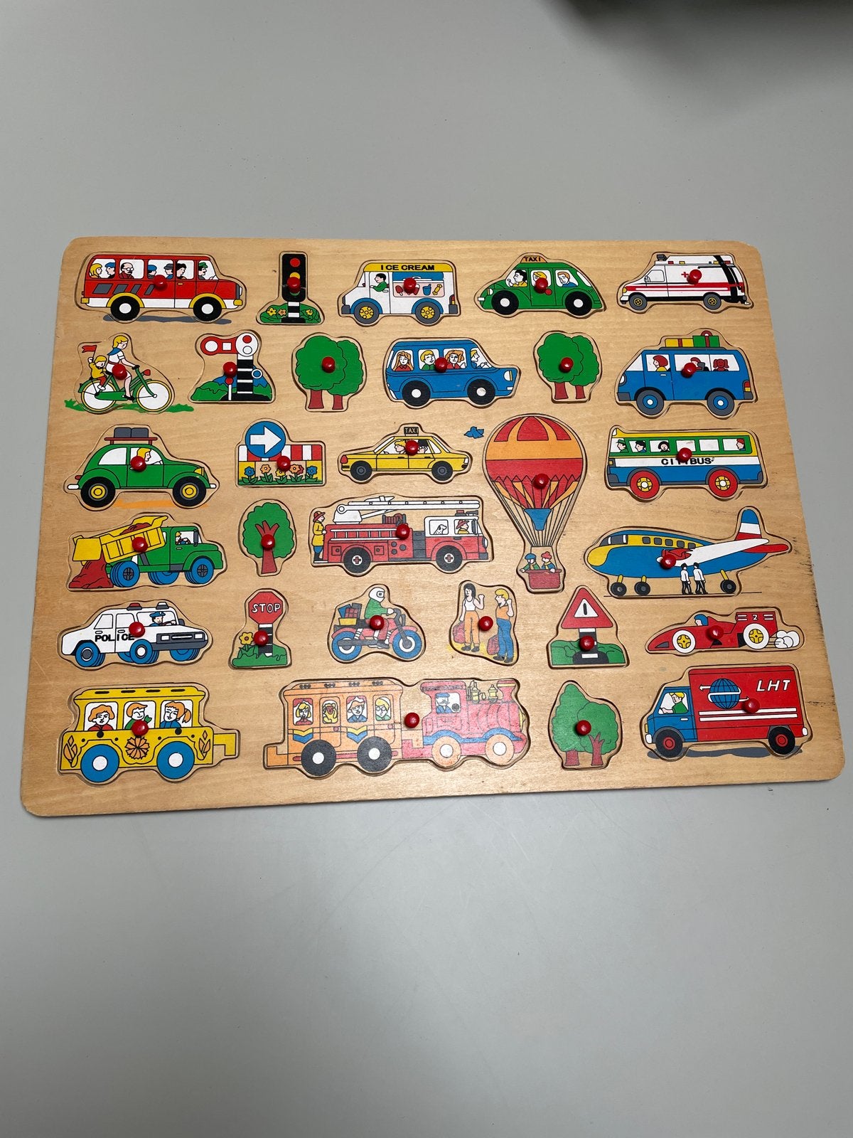Houten voertuigen puzzel met nopjes, Ophalen, Gebruikt, Puzzelen
