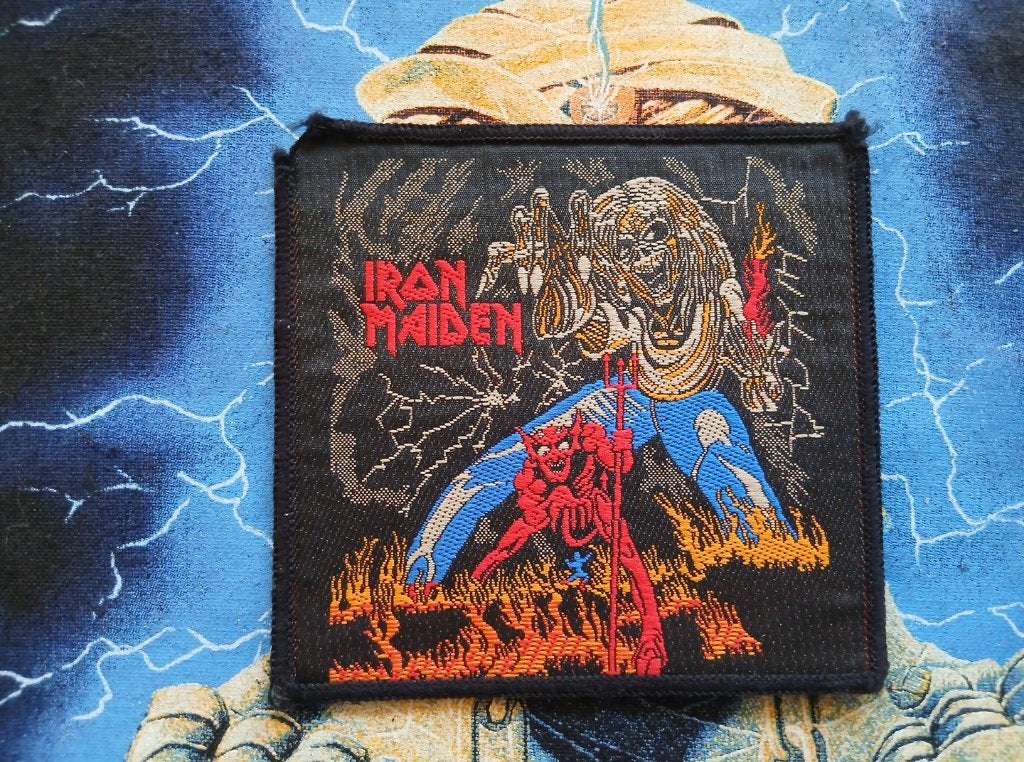 Iron Maiden vintage 1982 The number of the Beast patch 65, Ophalen of Verzenden, Zo goed als nieuw, Kleding