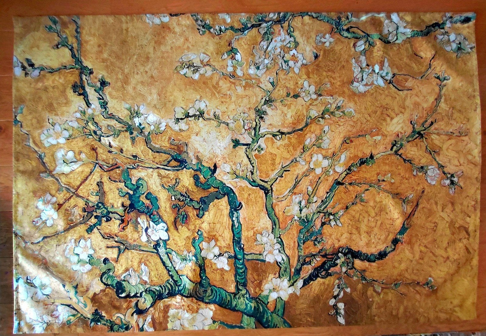 Mondiart Amandelbloesem van Gogh Print op Canvas, Oorspronkelijke maker, Ophalen of Verzenden, 100 tot 125 cm, 75 cm of meer