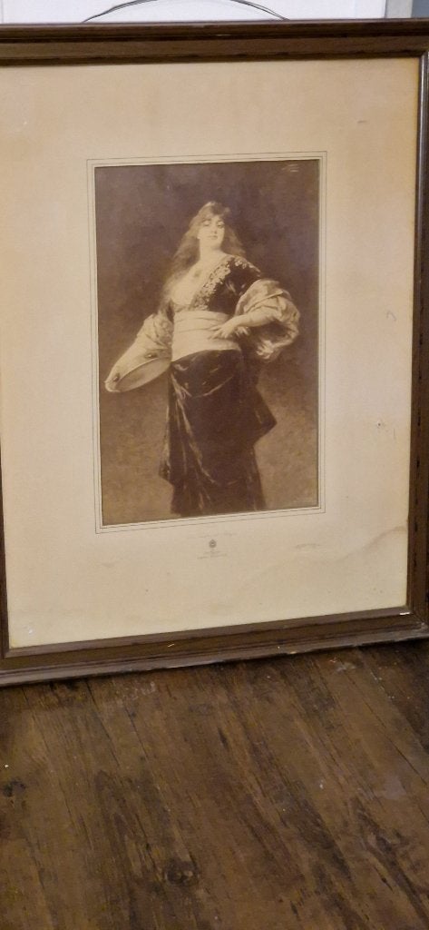 Grote kunstfoto 1896 – The Caliph’s Daughter – Siemiradzki, Ophalen of Verzenden, Foto, Fotografie, Achter glas