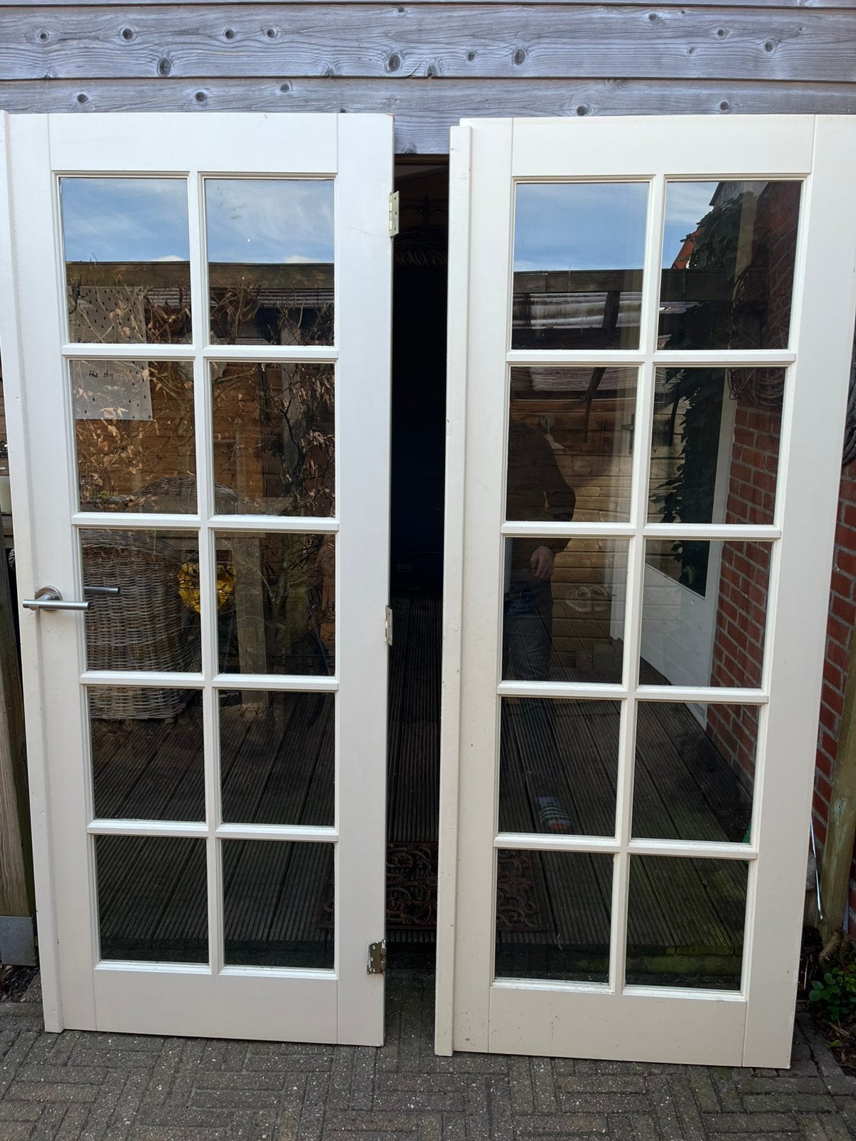 2 rechtsdraaiende deuren, Doe-het-zelf en Verbouw, Deuren en Horren, Ophalen, Binnendeur, 200 tot 215 cm, Glas