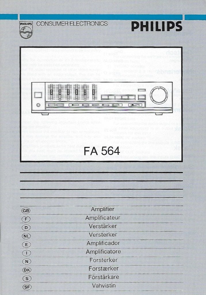 Handleiding Philips versterker FA564, Ophalen of Verzenden
