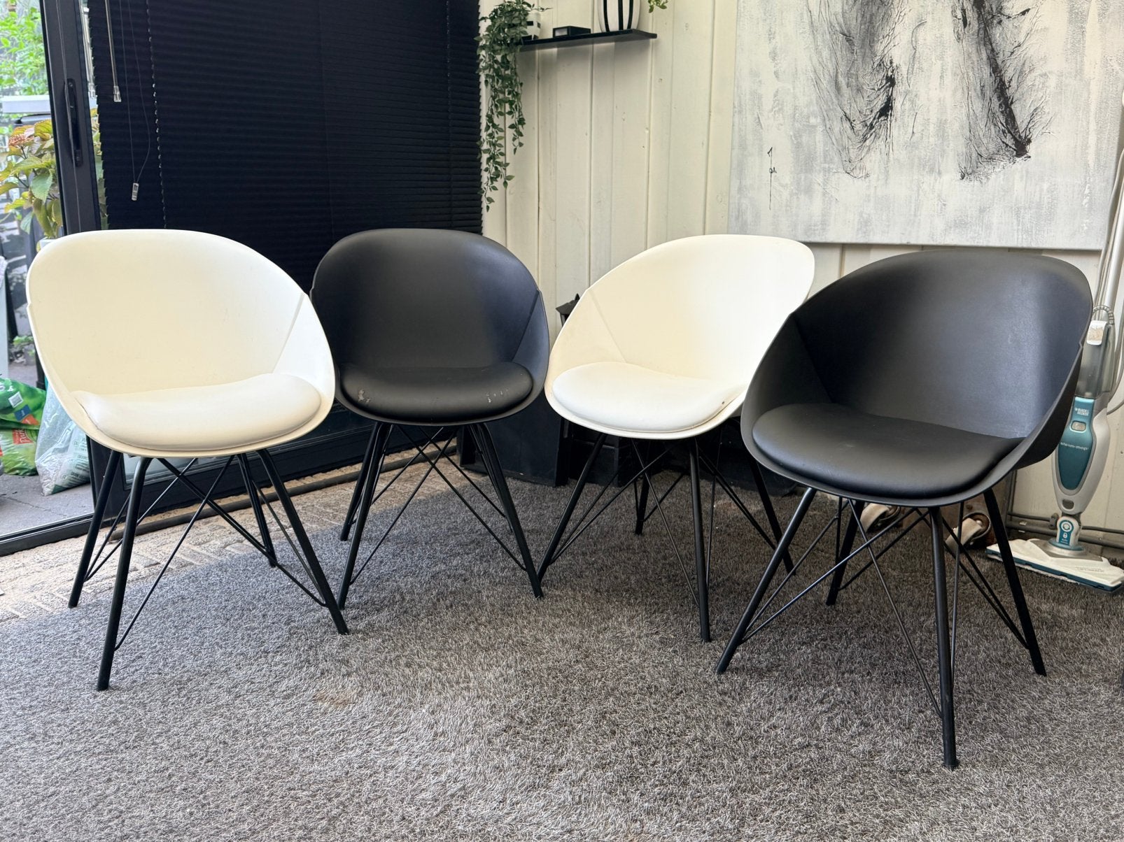 Huiskamer stoelen, Huis en Inrichting, Stoelen, Ophalen, Kunststof, Gebruikt, Wit