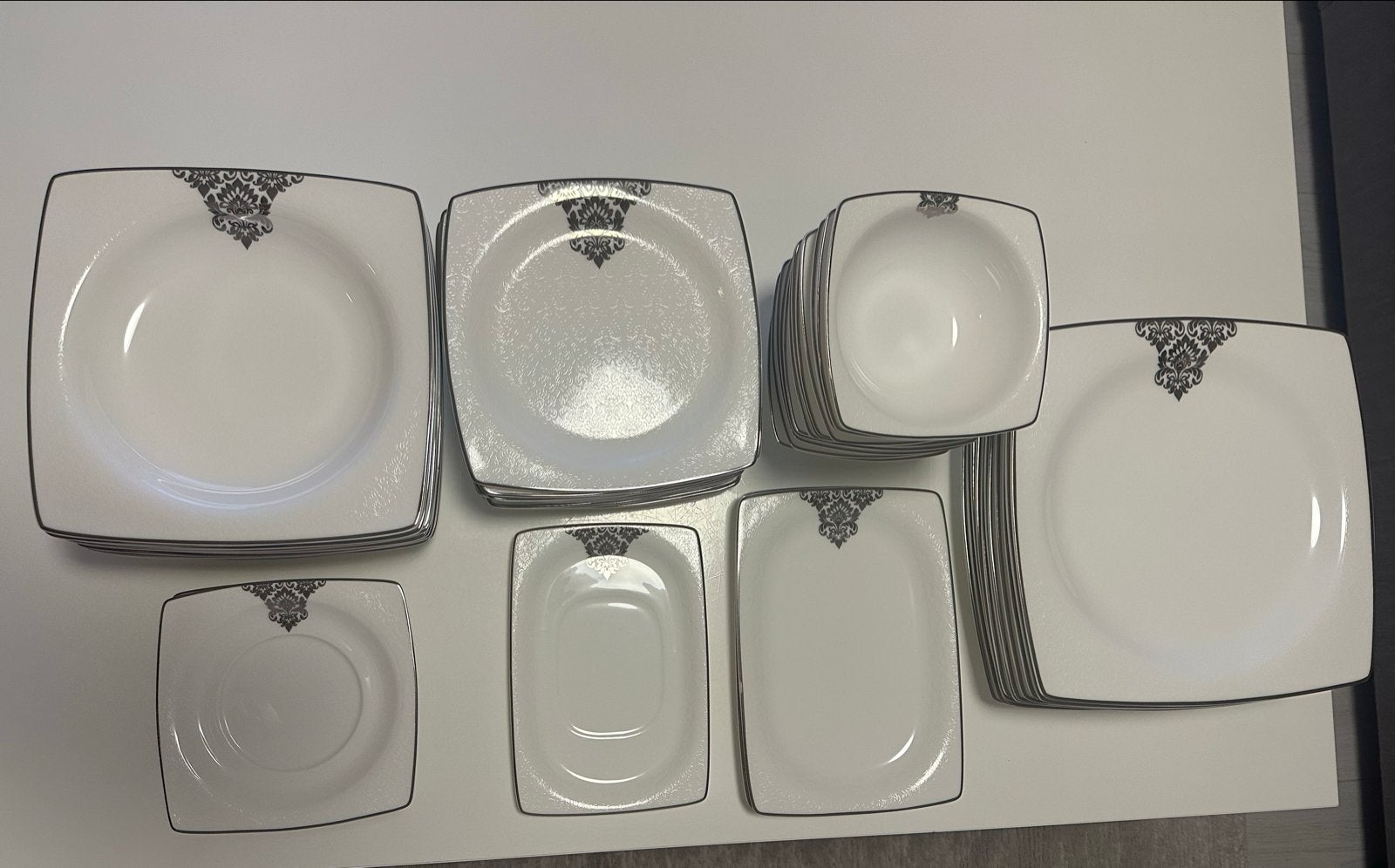TAÇ Firuz Platin 85-delig Servies voor 12 personen, Ophalen, Overige merken, Nieuw, Modern