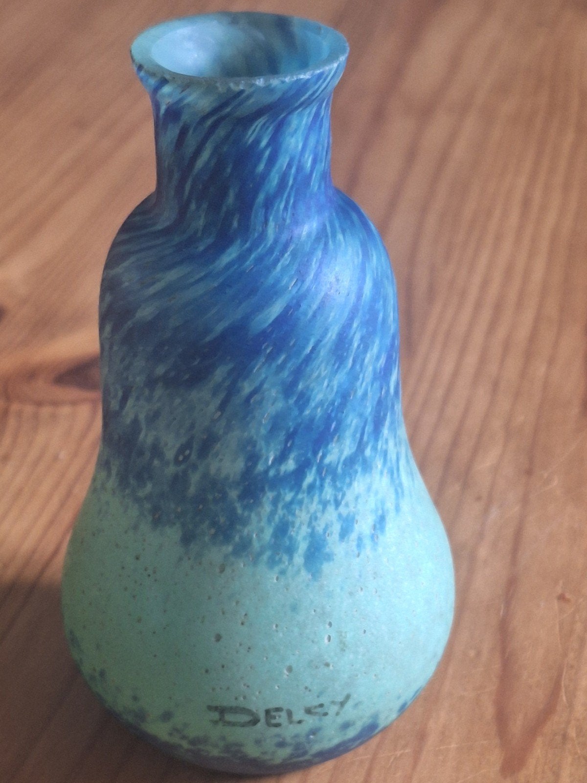 Prachtig handgeblazen kunstglas vaasje 11 cm (Delsy), Ophalen of Verzenden