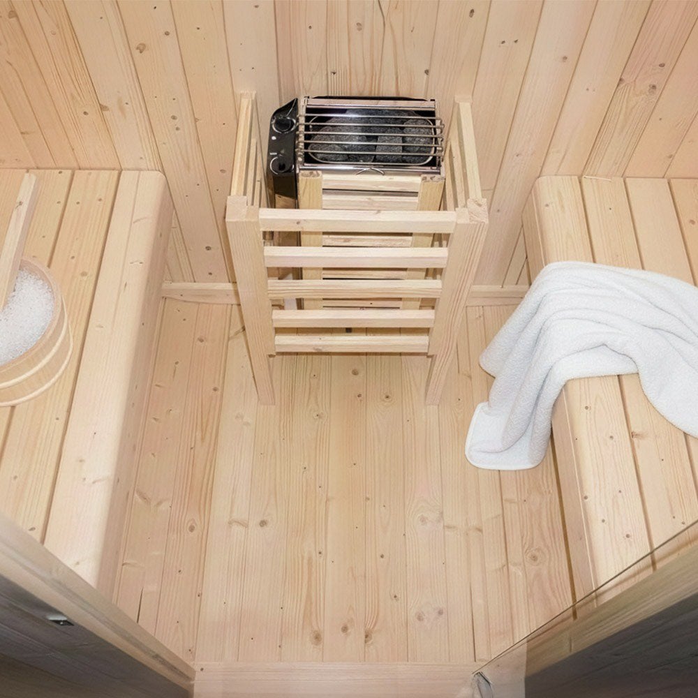 Moderne Cube Buitensauna | 2 Pers. | 230V | Gratis Levering, Sport en Fitness, Sauna, Ophalen of Verzenden, Nieuw, Fins of Traditioneel