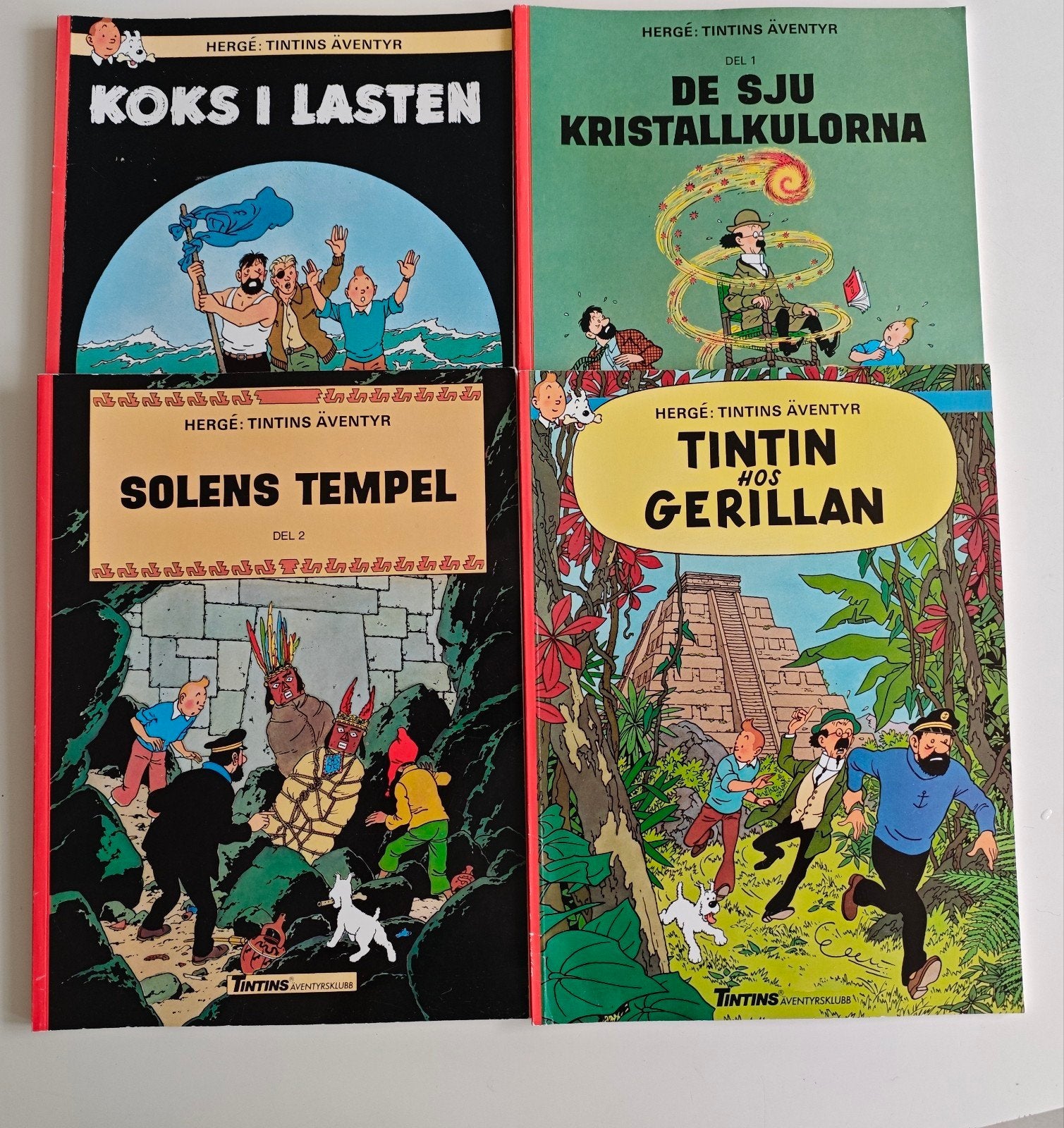 Tintin Avonturen: 4 titels. Taal Zweeds., Boeken, Meerdere stripboeken, Ophalen of Verzenden, Gelezen, Hergé