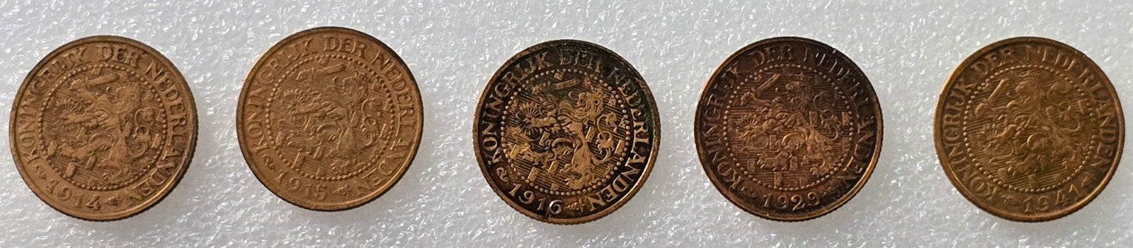 Set van 5 Nederlandse 2½ cent munten Wilhelmina, Ophalen of Verzenden, Koningin Wilhelmina, Overige waardes, Setje