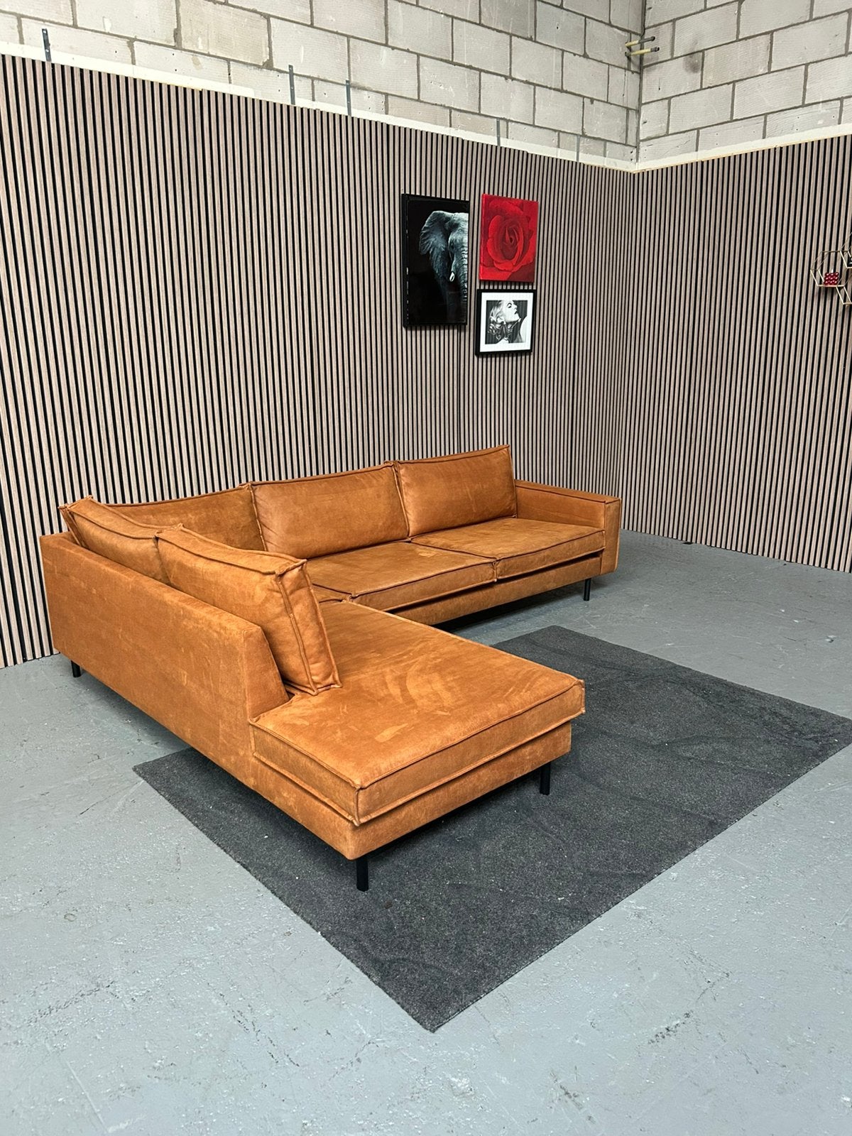 GRATIS LEVERING Hoekbank Cognac 288X220 GEREINIGD, 250 tot 300 cm, Hoekbank, Ophalen of Verzenden, Zo goed als nieuw