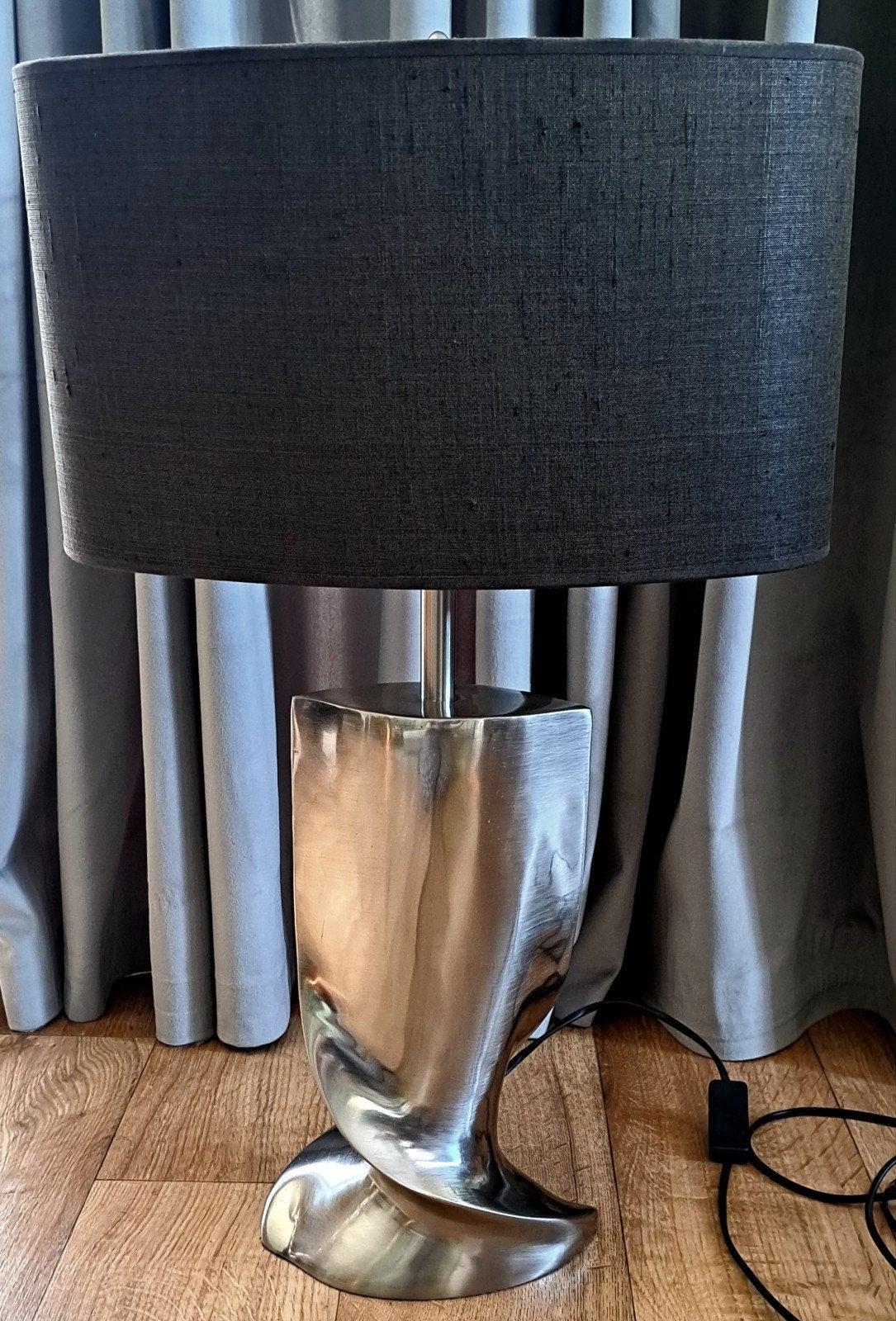 Design tafellamp Lumière met Massieve RVS voet 6kg!, Met schakelaar, Metaal, 64 cm, E27 (groot)