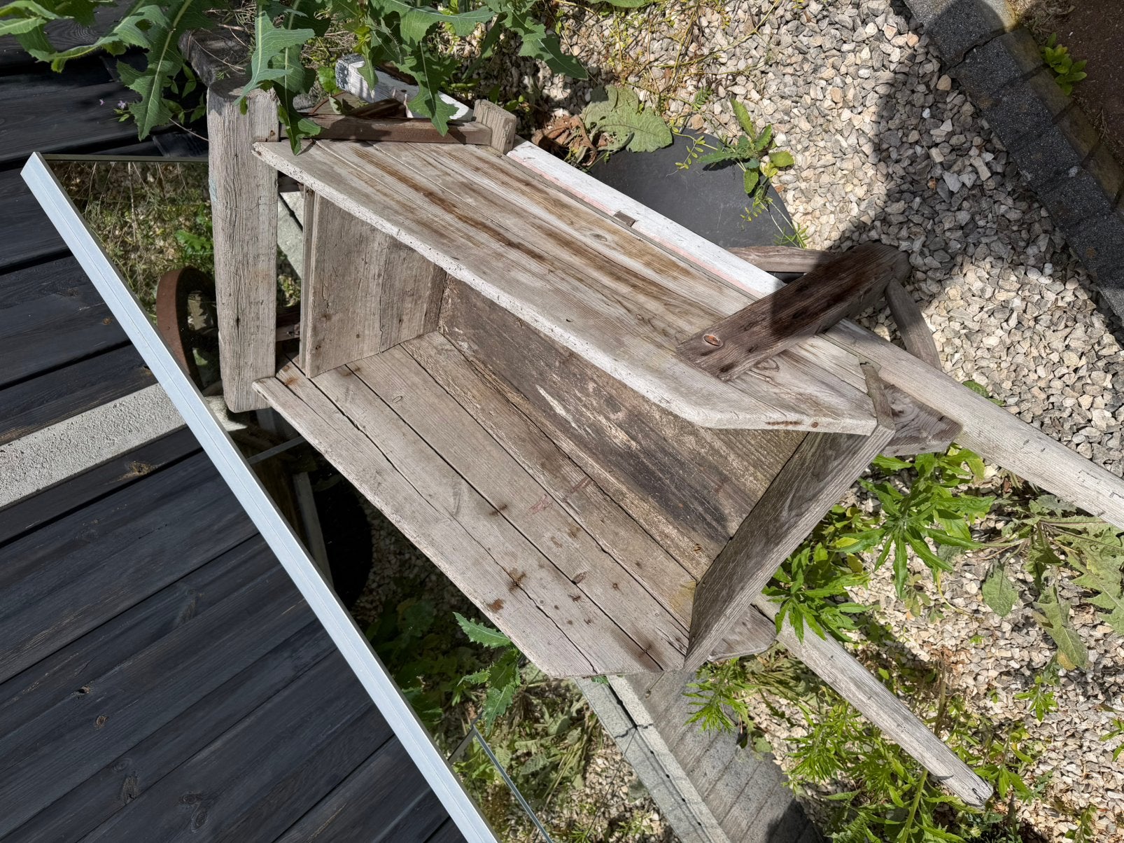 Antieke houten boerenkruiwagen / decoratieve handkar, Ophalen, Gebruikt