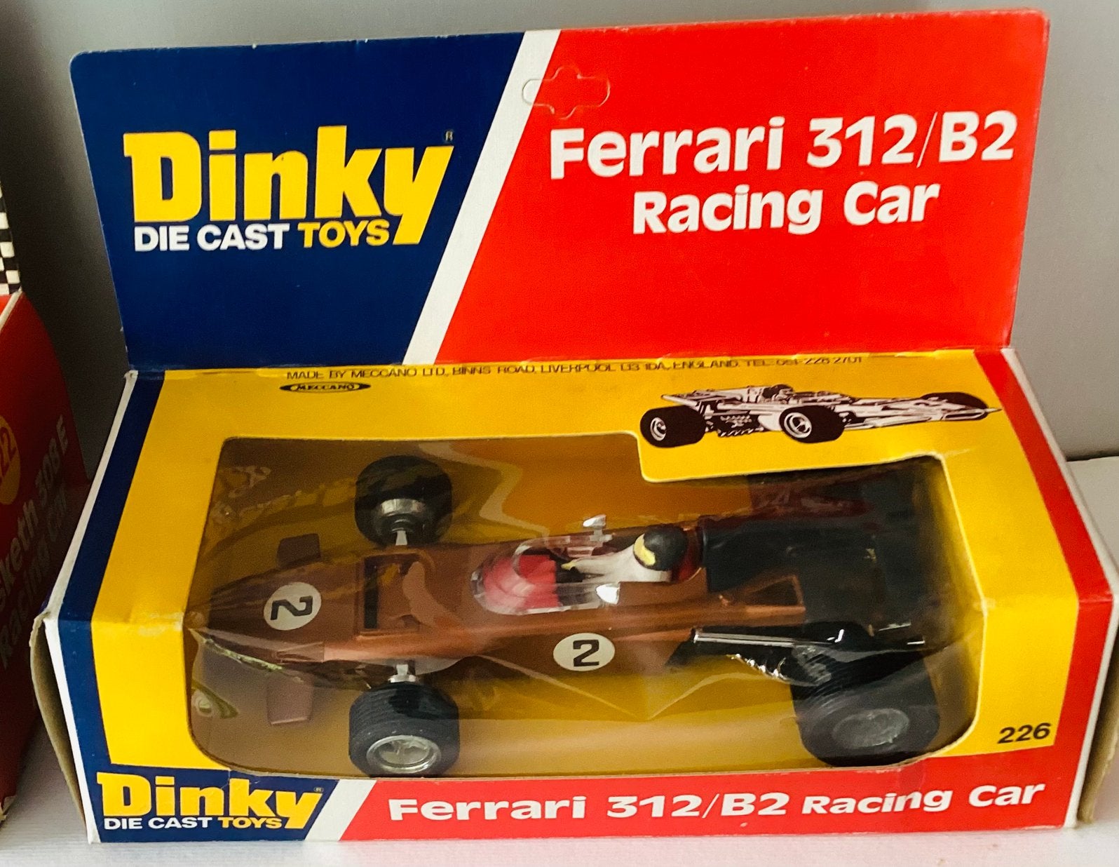Zeldzaam 1976 Dinky Toys #226 FERRARI RACING CAR 312 /B2 OVP, Ophalen, Nieuw, Auto, Dinky Toys
