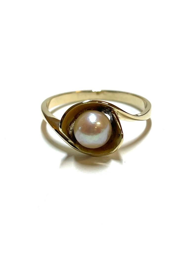 14k gouden ring met een parel, -, -, Ophalen of Verzenden, -