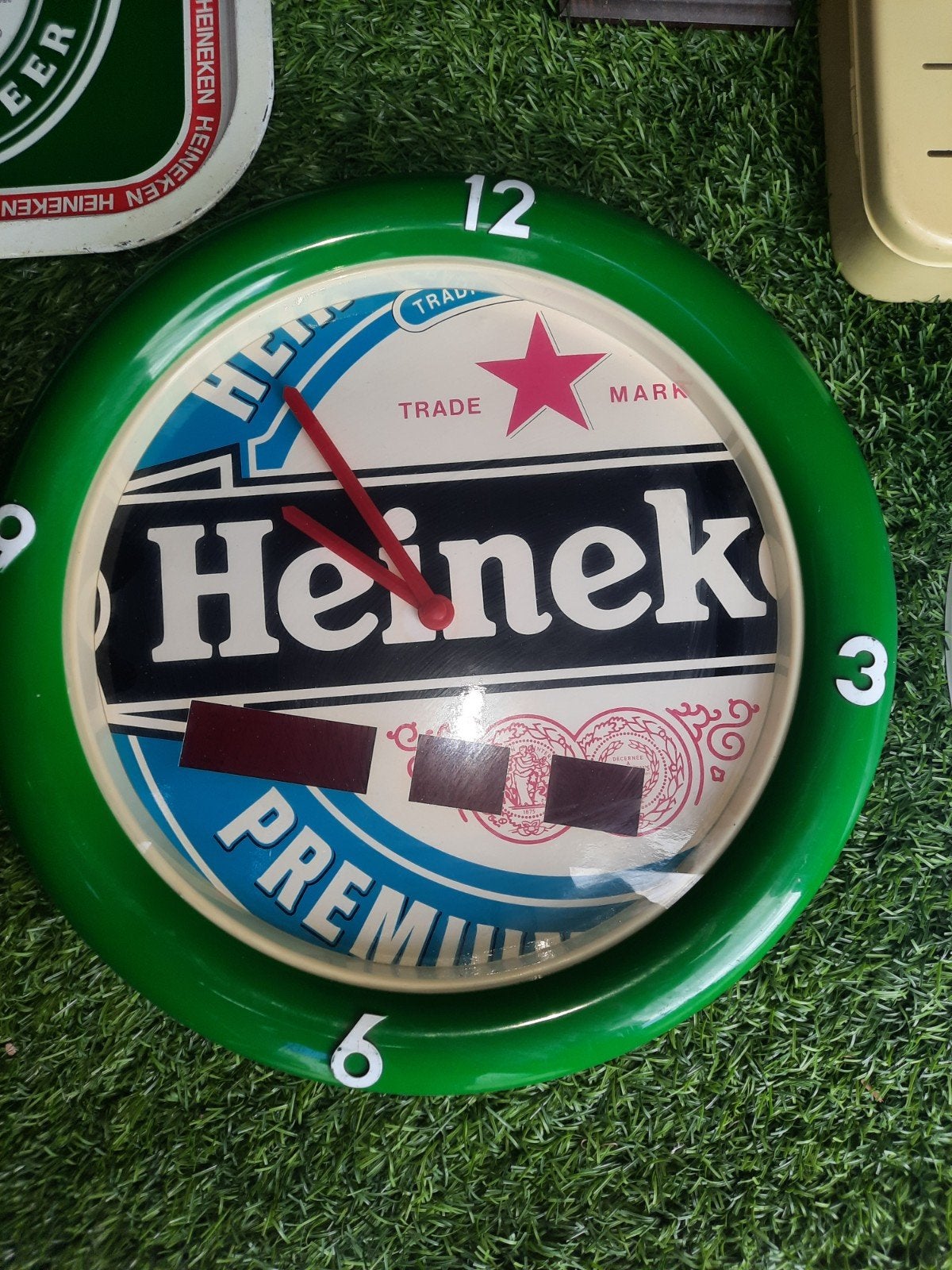 Vintage Heineken Klok - Groen - Perfect voor de Verzamelaar, Ophalen of Verzenden, Gebruikt, Overige typen, Heineken