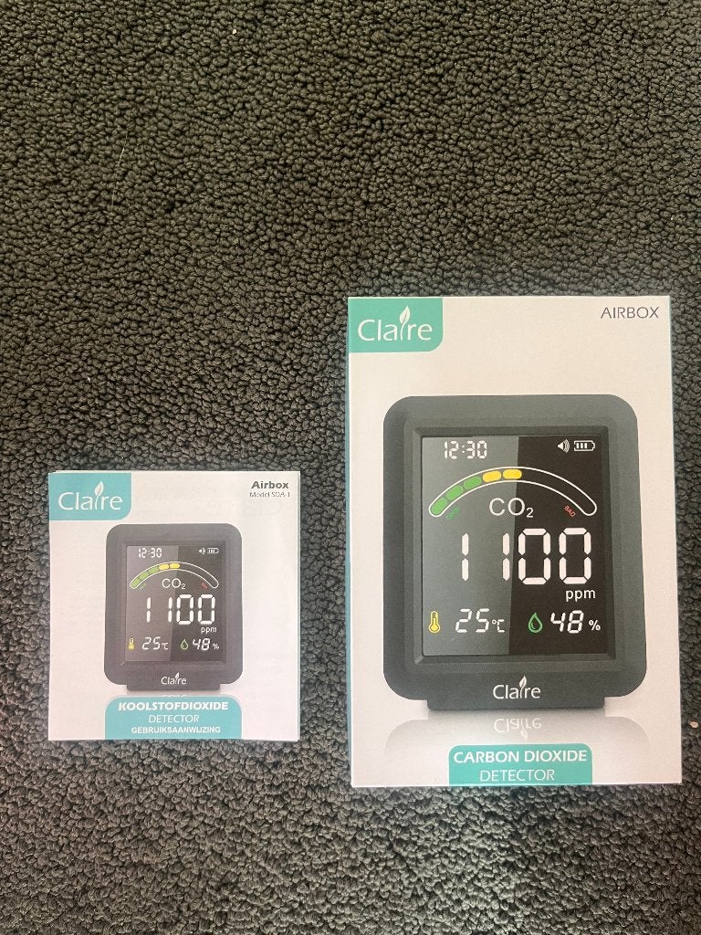 Claire Airbox CO2 meter - Luchtkwaliteitsmeter, Ophalen of Verzenden, Zo goed als nieuw, Overige meters